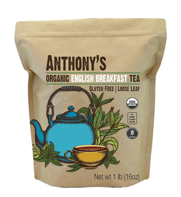 Anthony'S Organic English Breakfast Loose Leaf Tea, 1 Lb, Gluten Free, Non Gmo, Non Irradiated, Keto Friendly