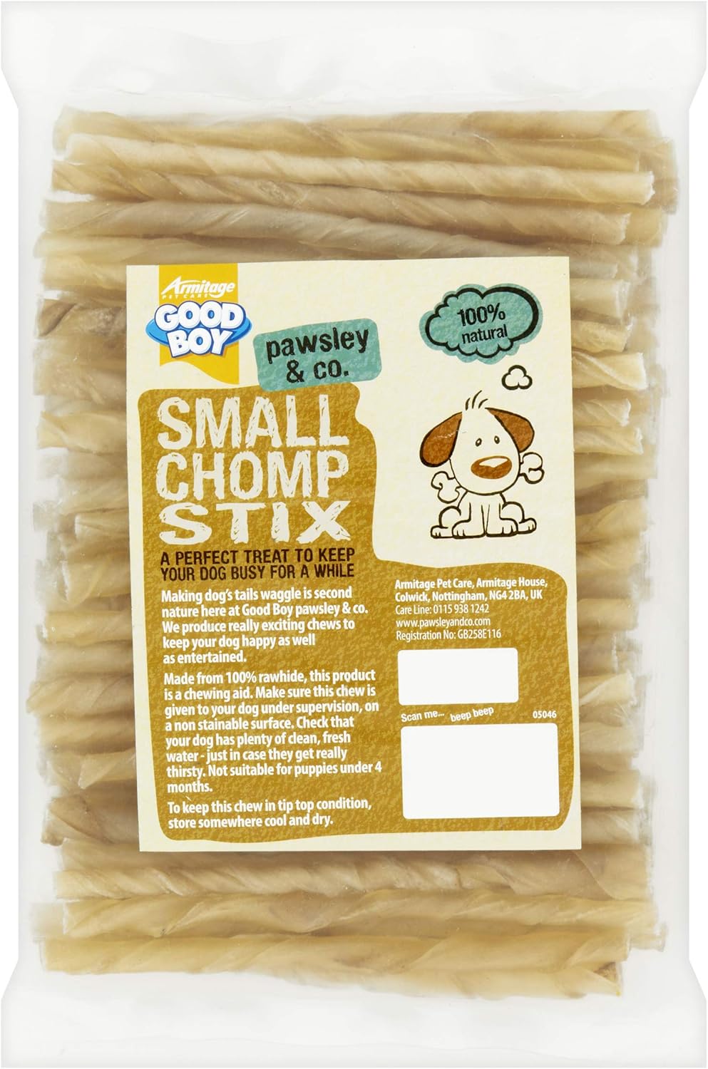 Good Boy - Small Rawhide Chomp Sticks - Dog Chews - Made From 100 Percent Natural Hide - Pack Of 100 - Dog Treats Natural