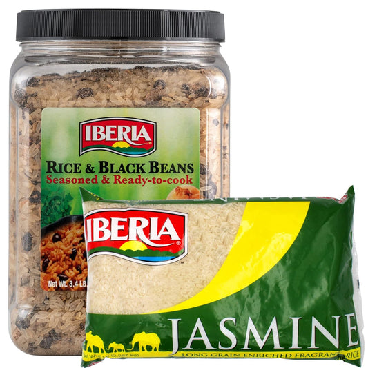 Iberia Jasmine Rice 5 lb. + Iberia Seasoned Rice and Black Beans 3.4 lb. : Everything Else