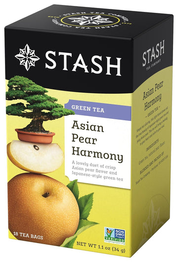 Stash Tea Asian Pear Harmony Green Tea, Kosher, Gluten Free & Non-Gmo, 18 Tea Bags (Pack Of 6)