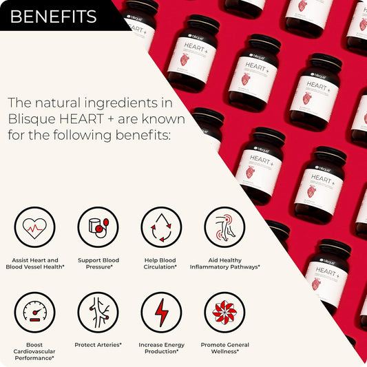 Blisque – Natural Blood Pressure Support Supplement For Heart Health And Circulation | Doctor-Approved | With 200 Mg Coq10, Hawthorn Berry, Beet Root, Turmeric | 90 Capsules