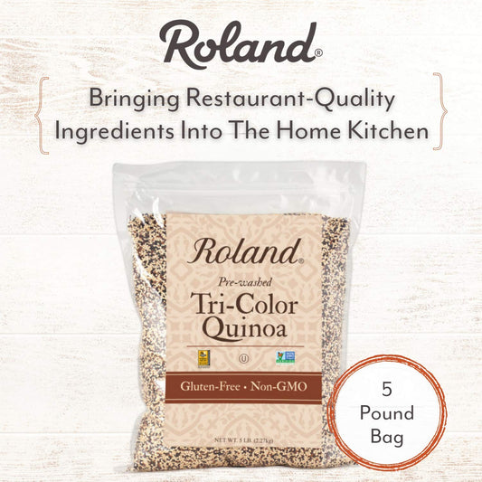 Roland Foods Organic Tri-Color Quinoa, Pre-washed, Guten Free Whole Grain, 5 Lb Bag