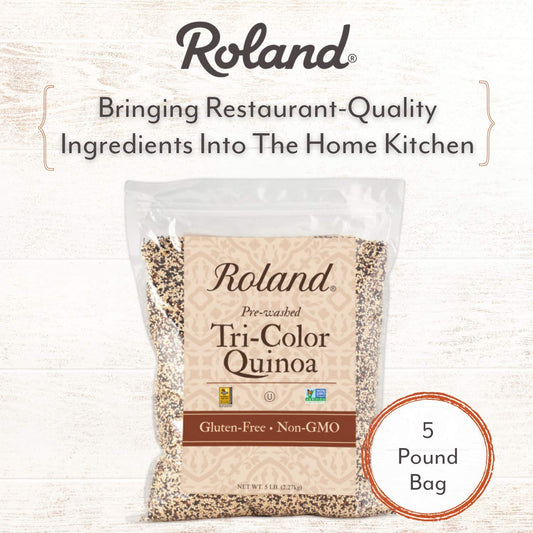 Roland Foods Organic Tri-Color Quinoa, Pre-Washed, Guten Free Whole Grain, 5 Lb Bag