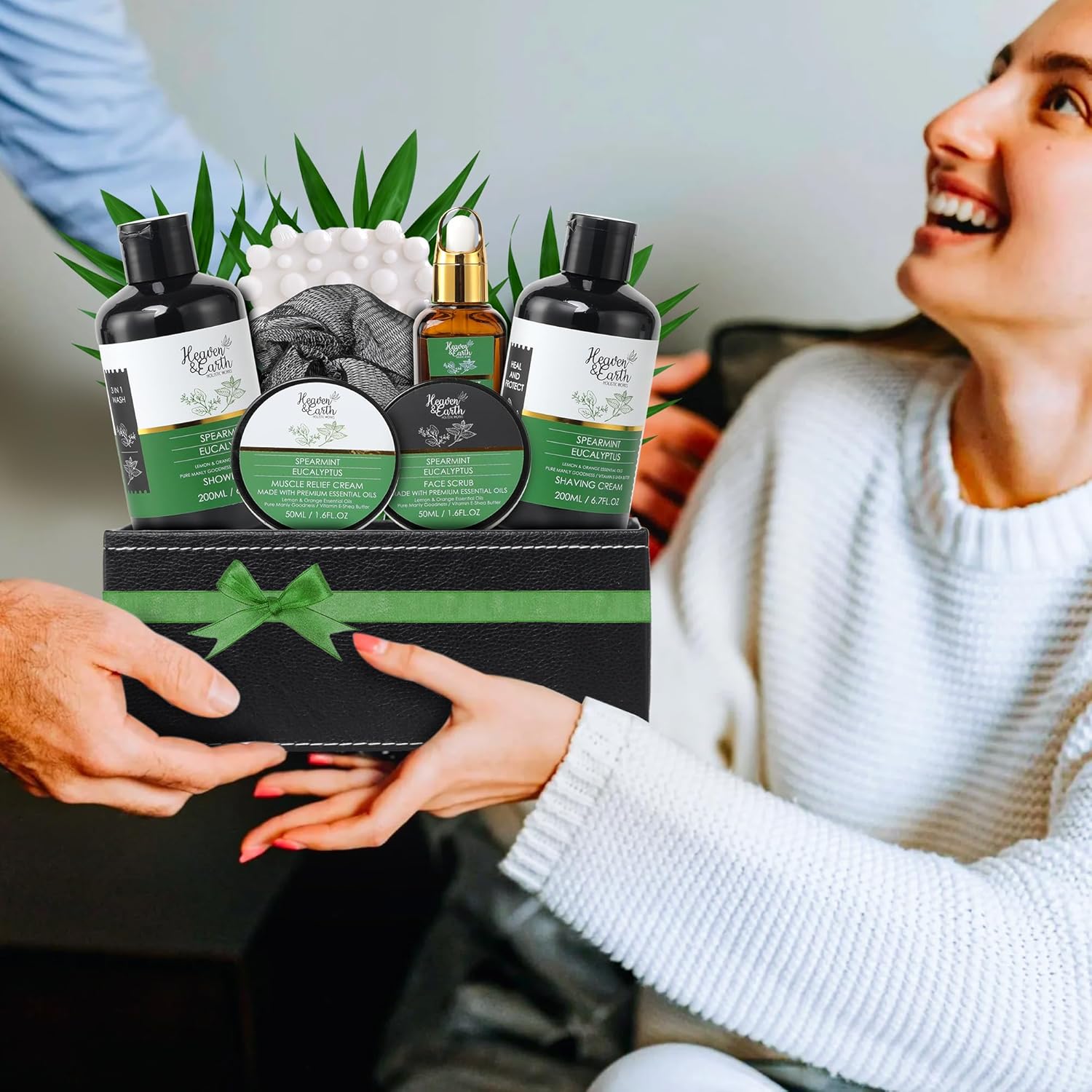 Eucalyptus Spearmint Spa Bath Set. Christmas Mint Bath Gift Basket For Men Women & Couples. Best Spa Basket For Men, Husband, Dad! (Xl, Spearmint Eucalyptus) : Beauty & Personal Care