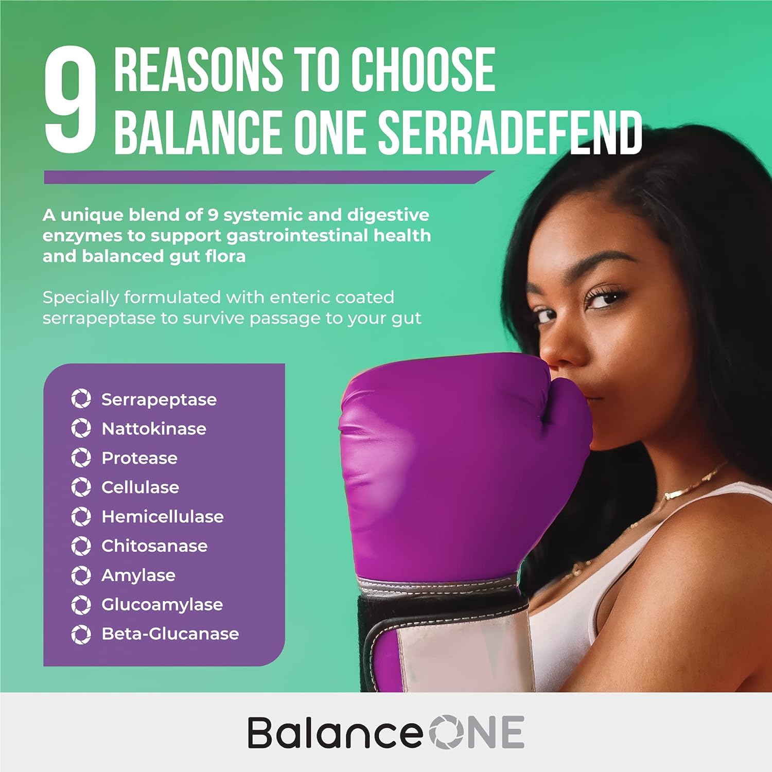 Balance ONE SerraDefend Biofilm Defense, Digestion - Systemic and Digestive Enzymes - Serrapeptase, Nattokinase, Protease, Cellulase - 60 Capsules, 2 Month Supply : Health & Household