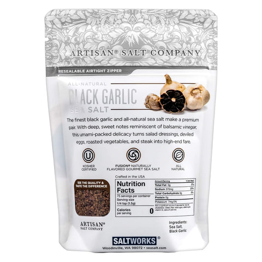 Artisan Salt Company Fusion Naturally Flavored Black Garlic Sea Salt, Zip-Top Pouch, 4 Ounce
