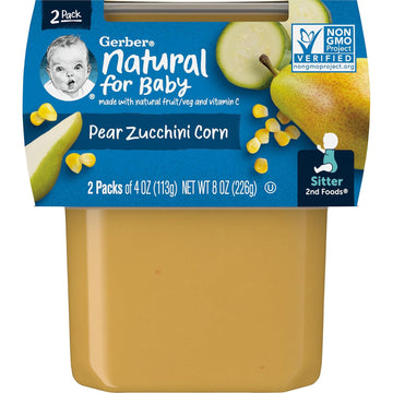 Gerber 2Nd Foods, Pear, Zucchini & Corn Pureed Baby Food, 4 Ounce (Pack Of 16)