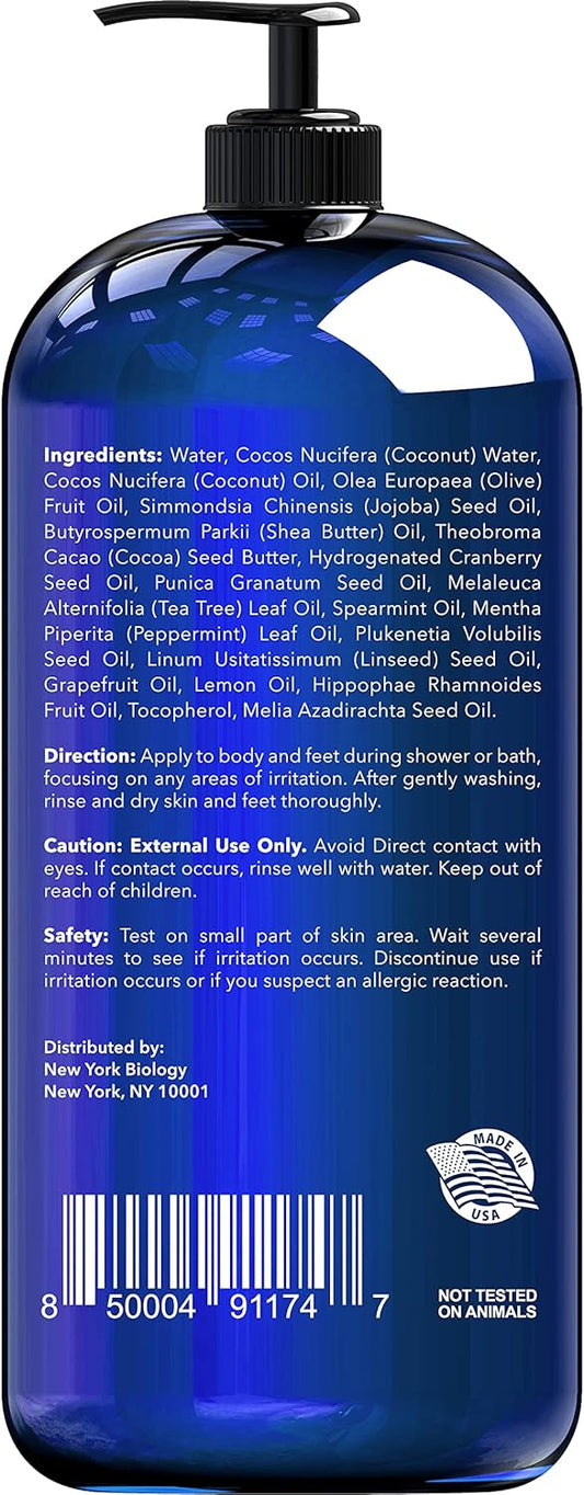 New York Biology Tea Tree Mint Body Wash Helps Nail Fungus, Athletes Foot, Ringworms, Jock Itch, Acne, Eczema & Body Odor, Soothes Itching & Promotes Healthy Skin And Fee – 500 Ml