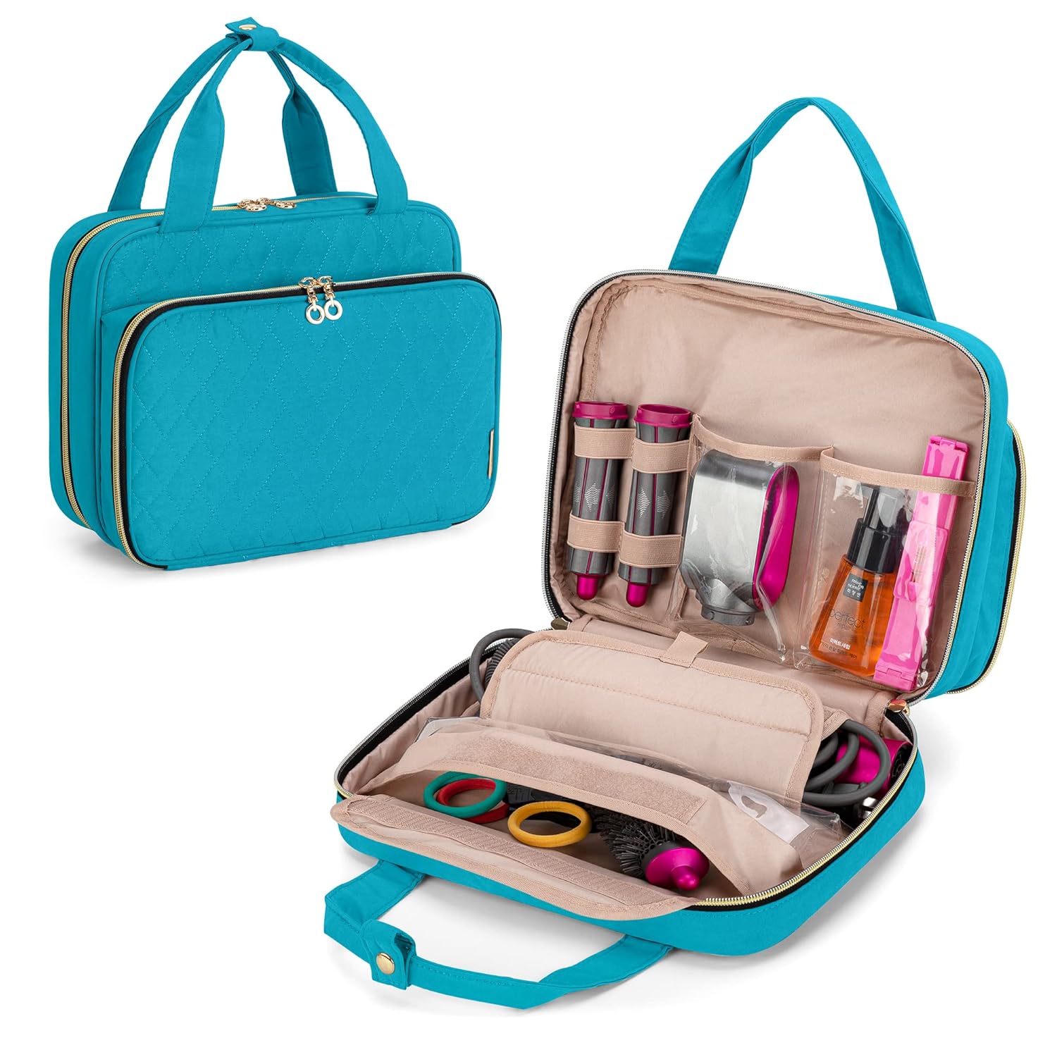 Teamoy Travel Storage Bag Compatible With Dyson Airwrap Complete Styler, Portable Travel Organizer For Airwrap Styler And Attachments, Teal