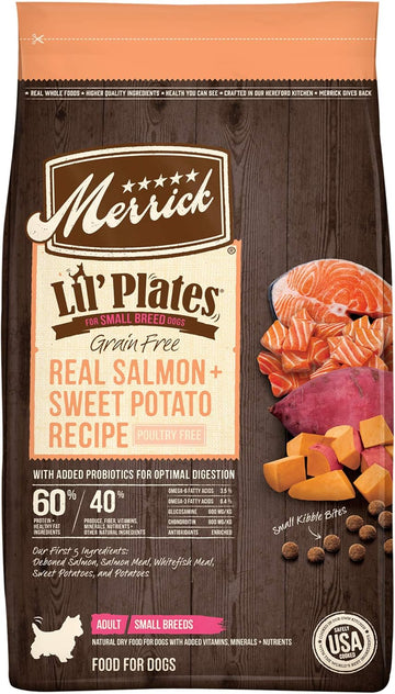 Merrick Lil’ Plates Premium Grain Free Dry Dog Food For Small Dogs, Real Salmon And Sweet Potato Kibble - 12.0 Lb. Bag