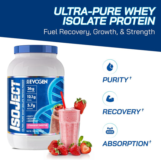 Evogen Isoject - Whey Protein Isolate | Ultra-Pure Whey Protein Powder With Ignitor Enzymes, Bcaas, And Eaas | Enhanced Absorption & Recovery | Ice Lemon Cake | 25 Servings