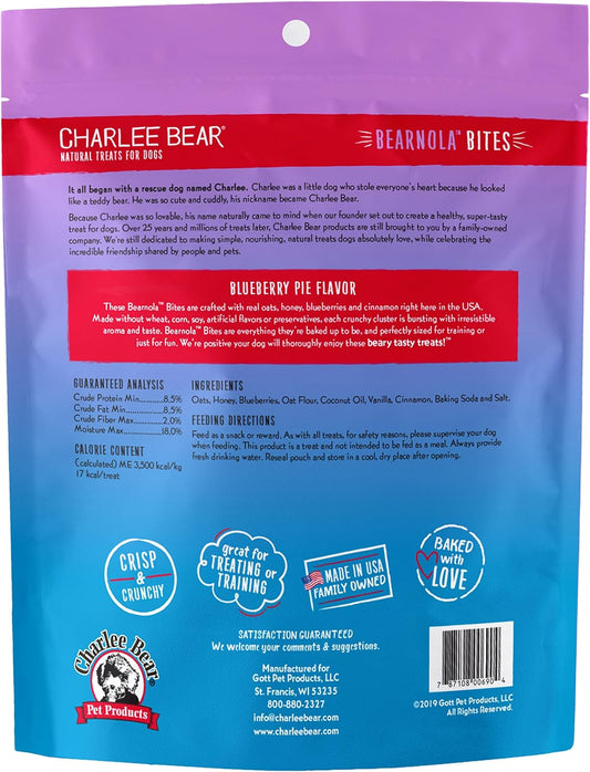 Charlee Bear Bearnola Bites Dog Treats, Blueberry Pie Flavor, 8Oz