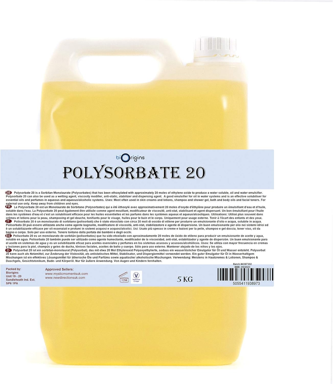 Polysorbate 20 (Solubilser) - 5Kg : Amazon.co.uk: Health & Personal Care