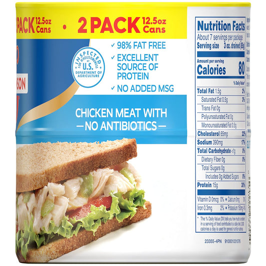 Swanson White Premium Chunk Canned Chicken Breast in Water, Fully Cooked Chicken, 12. Can (6 Packs of 2 Cans)