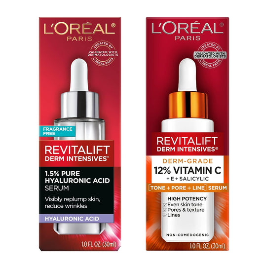 L'Oreal Paris Revitalift 12% Pure Vitamin C Serum + 1.5% Pure Hyaluronic Acid Face Serum + Moisturizer Sample