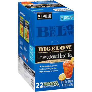 Bigelow Tea Unsweetened Iced Black Tea With Lemon Keurig K-Cup Pods, Caffeinated Tea Keurig Tea Pods, 22 Count (Pack Of 4) 88 Total K-Cup Pods