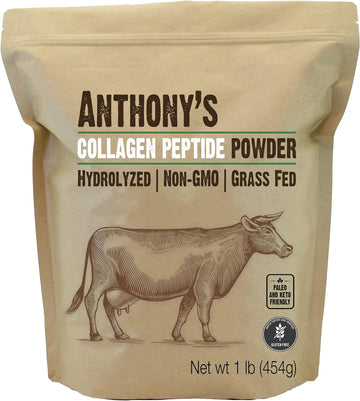 Anthony'S Collagen Peptide Powder, 1 Lb, Pure Hydrolyzed, Gluten Free, Keto And Paleo Friendly, Grass Fed, Unflavored, Non Gmo