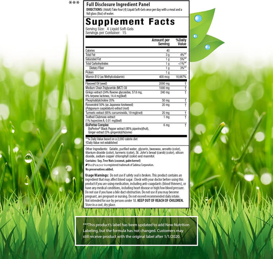 Irwin Naturals Double-Potency Ginkgo Biloba 240Mg Extra Strength Brain Health Supplement - Enhance Memory, Mental Focus, Alertness, Concentration & Herbal Energy Booster - 60 Liquid Softgels