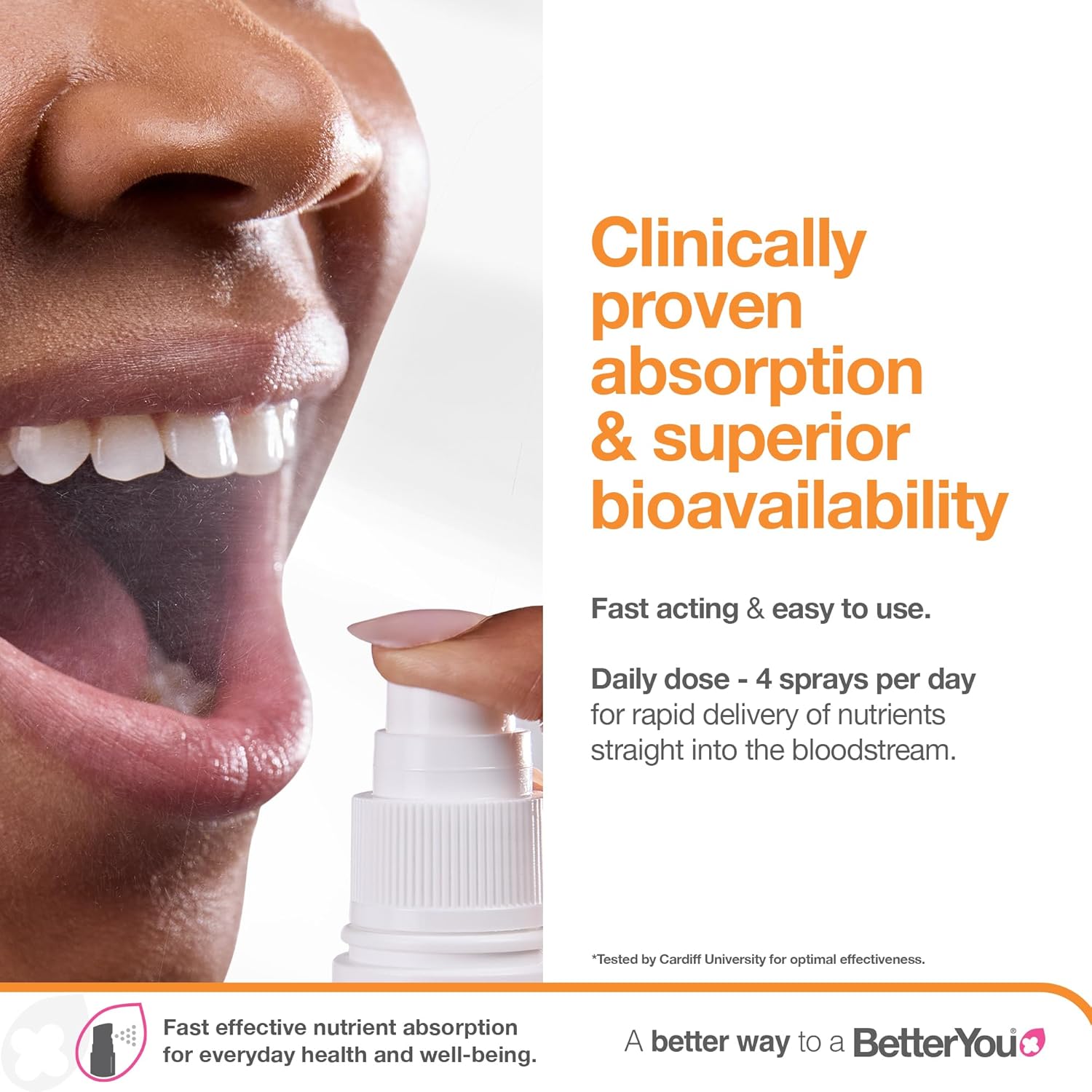 BetterYou B-Complete Oral Spray, Fast Acting B-Complex Supplement, High Strength Blend of All 8 B-Vitamins, Natural Peach, Plum & Raspberry Flavour, 1-Month Supply : Amazon.co.uk: Health & Personal Care