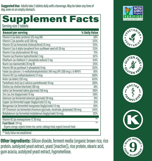 Megafood Men'S 40+ Advanced Multivitamin For Men - Dr-Formulated - Choline, Vitamin B, Vitamin C, Vitamin D, Zinc & Real Food - Brain Health, Immune Support - Vegetarian - 120 Tabs (60 Servings)