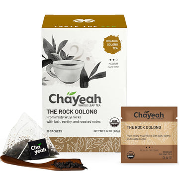 Chayeah, The Rock Oolong, Authentic Wuyi Rock Oolong Tea, Whole Leaf Tea Bag, Usda Organic, Caffeinated (16 Pyramid Tea Sachets)