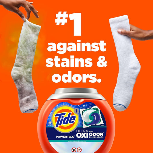 Tide Ultra Oxi Power Pods With Odor Eliminators Laundry Detergent Pacs, 48 Count, For Visible And Invisible Dirt