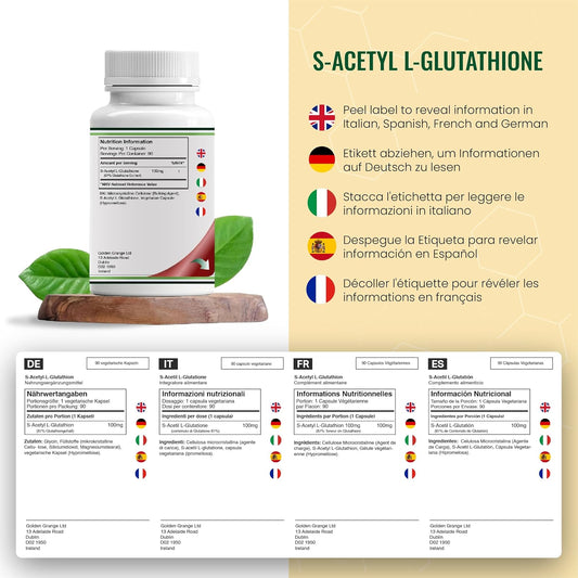 Double Wood Glutathione Supplement | 90 S-Acetyl L-Glutathione Capsules - 100Mg Per Serving | 90 Servings | Supports Liver Detoxification & Immune Function | Non-Gmo & Gluten Free | Uk Manufactured