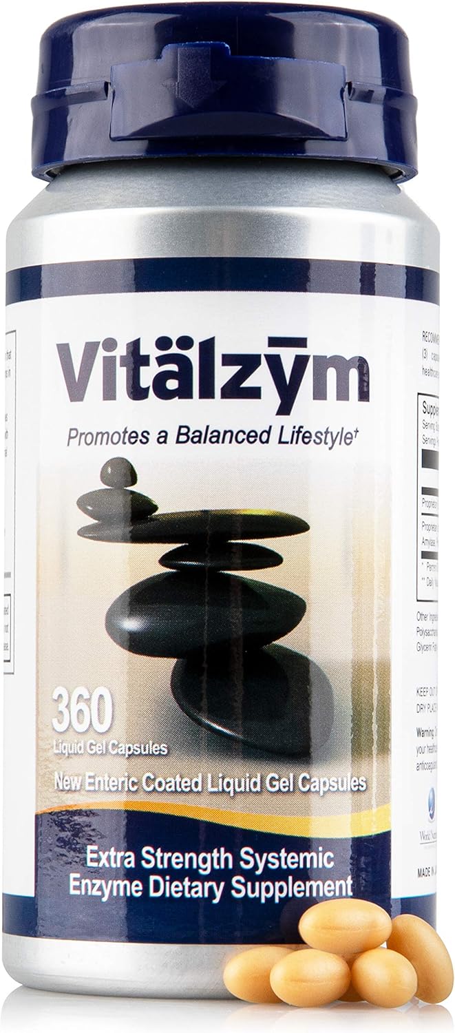 Proteolytic Systemic Enzymes Liquid Gel Capsules With Serrapeptase, Immune And Joint Support, Natural Ache Relief Plus Fertility Supplement (360 Capsules)