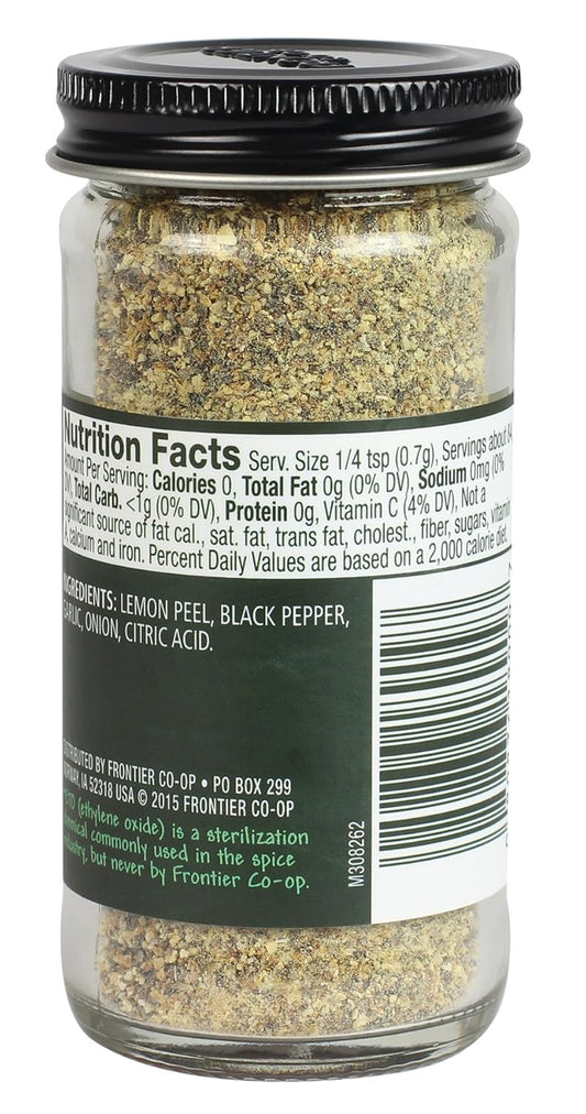 Frontier Seasoning Blends, Salt-Free Lemon Pepper, 2.08-Ounce Bottle