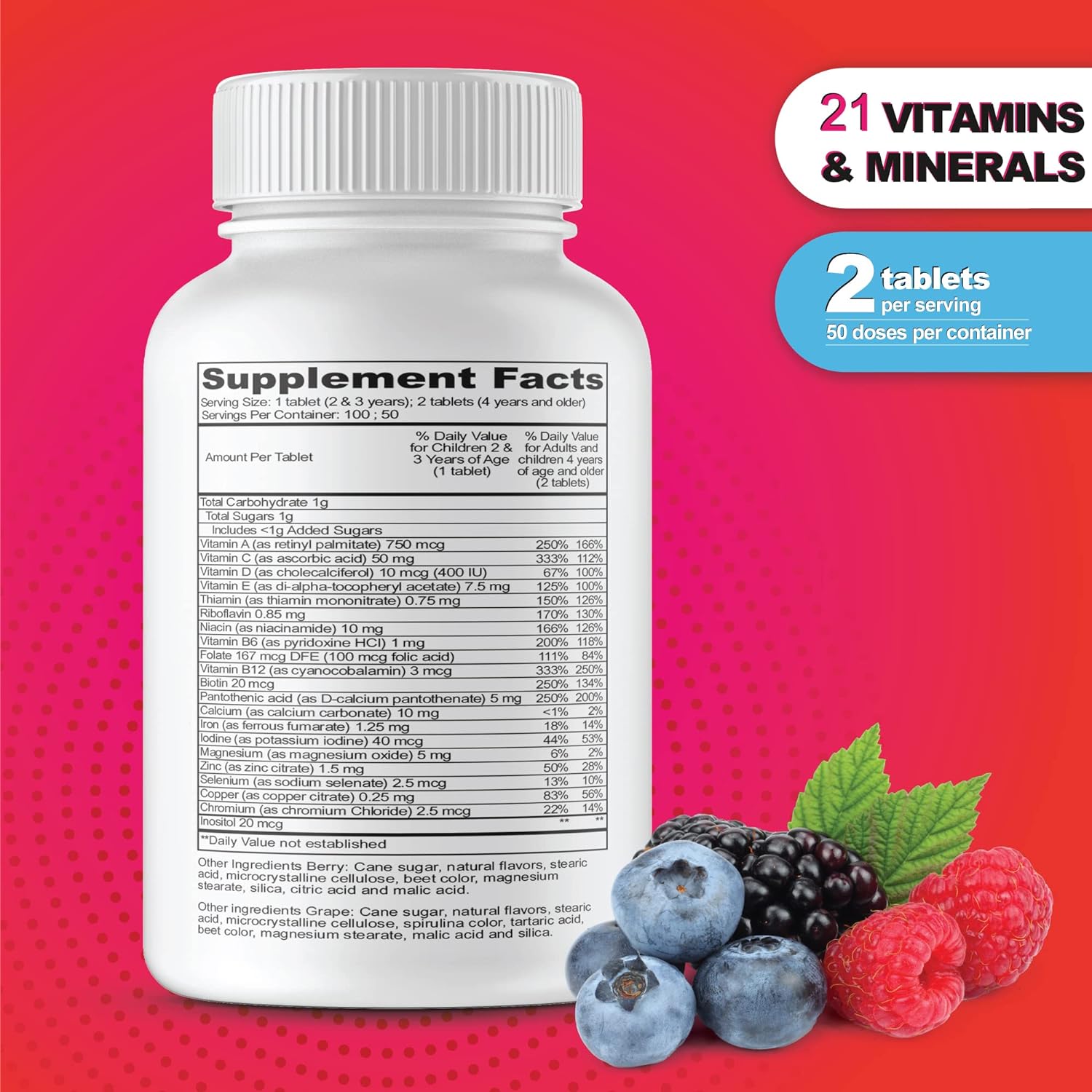 Doctors Orders Multivitamin & Multimineral with Iron Chewables for Kids – Vegetarian – Gluten Free Vegetarian – Great Tasting - Natural Flavored Pectin Chews with Vitamins A, B, C, D & E – 150 Count : Health & Household
