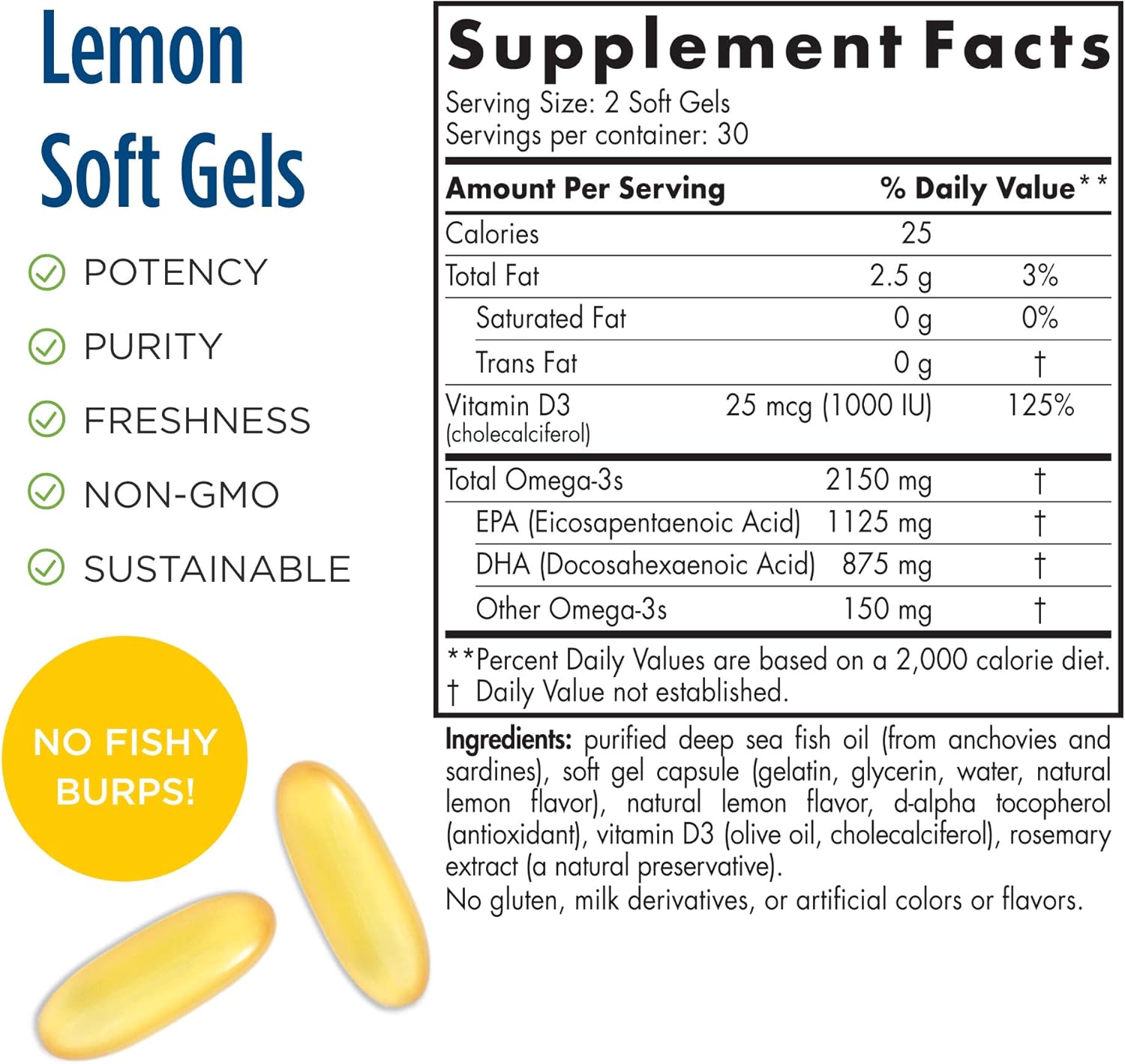 Nordic Naturals ProOmega 2000-D - Fish Oil, 1125 mg EPA, 875 mg DHA, 1000 IU Vitamin D3, Cardiovascular, Neurological, Eye, and Immune Health, Lemon Flavor, 60 Soft Gels : Health & Household