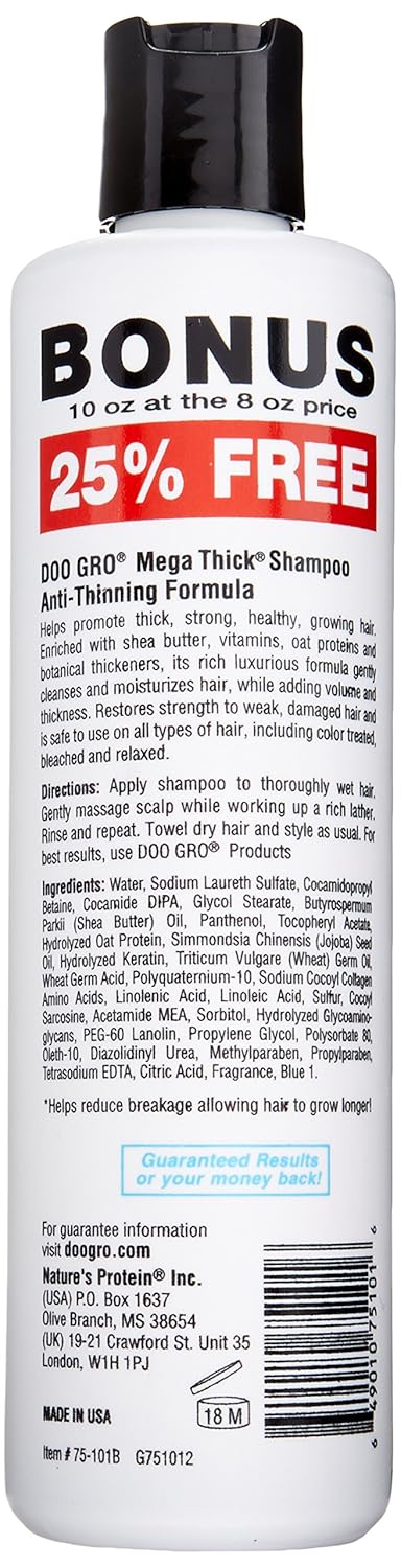 Doo Gro Mega Thick Growth Shampoo, 10 Ounce : Hair Regrowth Treatments : Beauty & Personal Care