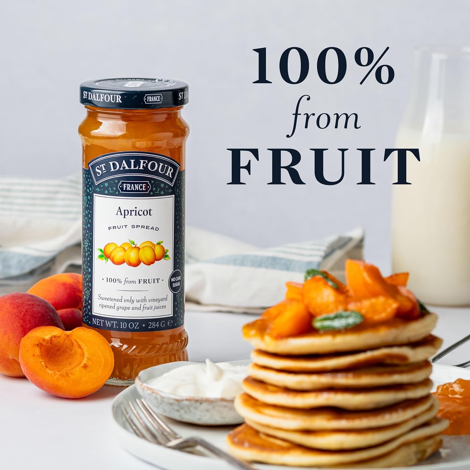 St. Dalfour Apricot Fruit Spread - 10Oz - 100% From Fruit, No Artificial Ingredients, Non-Gmo, No Cane Sugars, All Natural, Made In France : Grocery & Gourmet Food