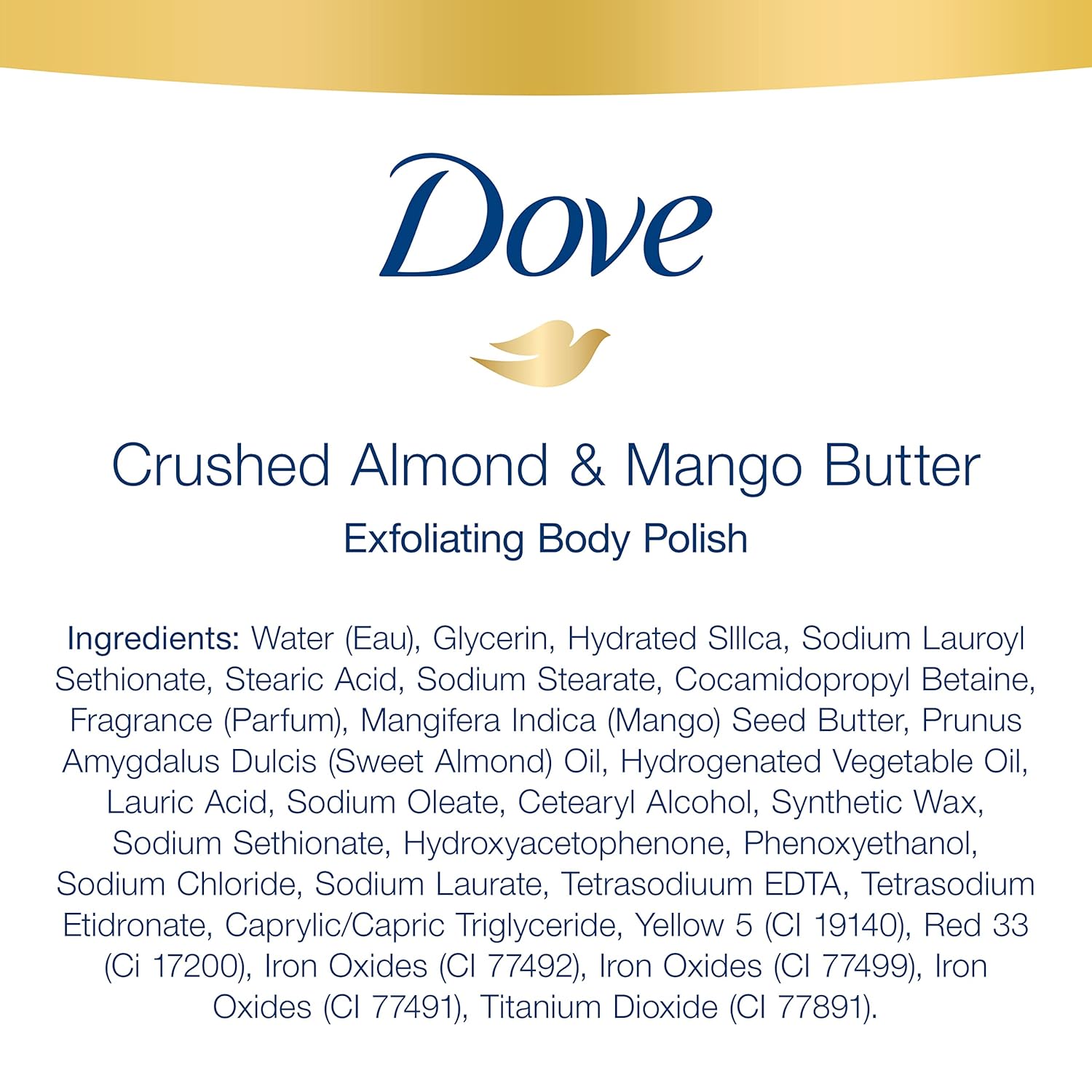 Dove Exfoliating Body Polish Body Scrub Crushed Almond and Mango Butter 4 Count Exfoliating Scrub for Dry Skin Gently Exfoliates to Reveal Healthy Skin 10.5 oz : Beauty & Personal Care