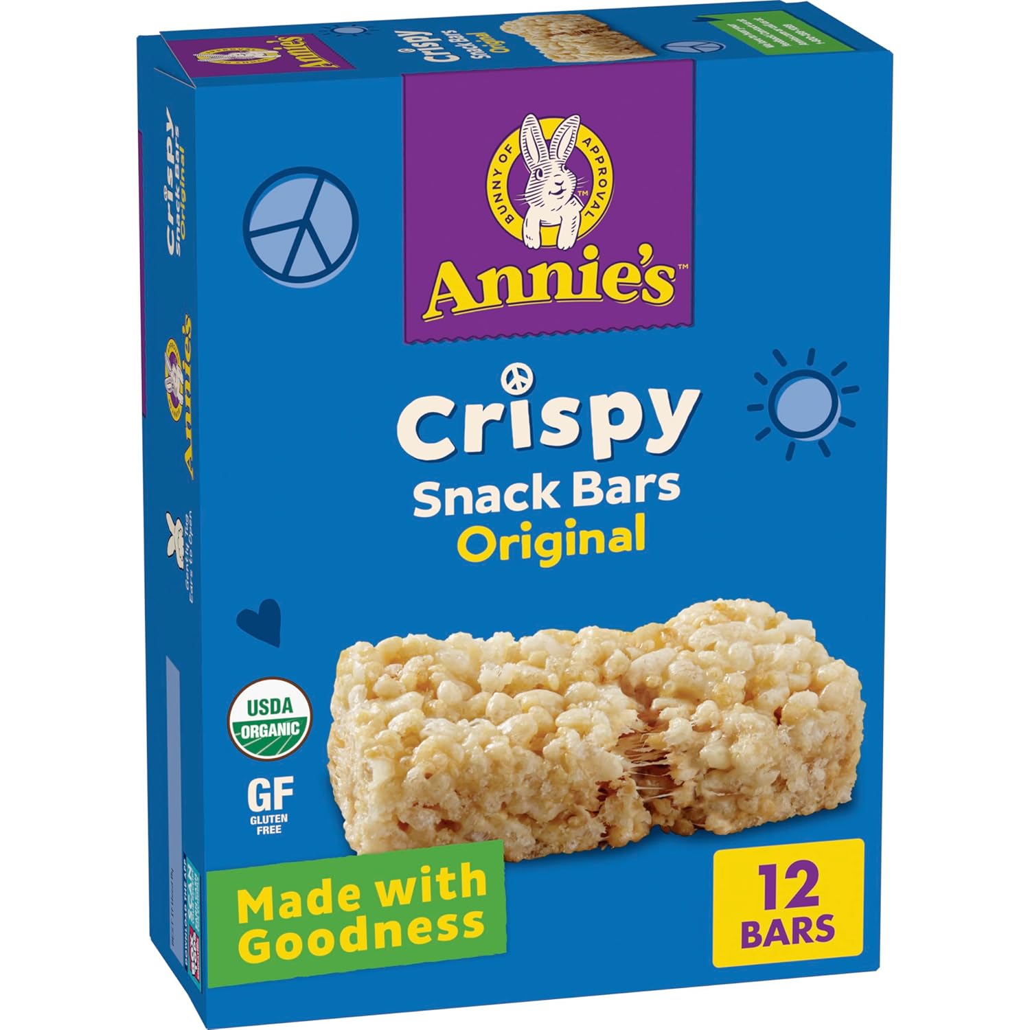 Annie'S Organic Original Crispy Snack Bars, Gluten Free, Value Pack, 12 Bars, 9.36 Oz