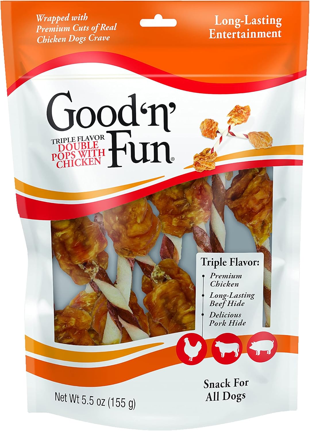 Good'N'Fun Good ’N’ Fun Triple Flavor Dumbbells 5.5 Ounces, Gourmet Dog Snacks