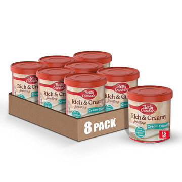 Betty Crocker Rich & Creamy Cream Cheese Flavored Frosting, Gluten Free Frosting, 16 oz (Pack of 8)