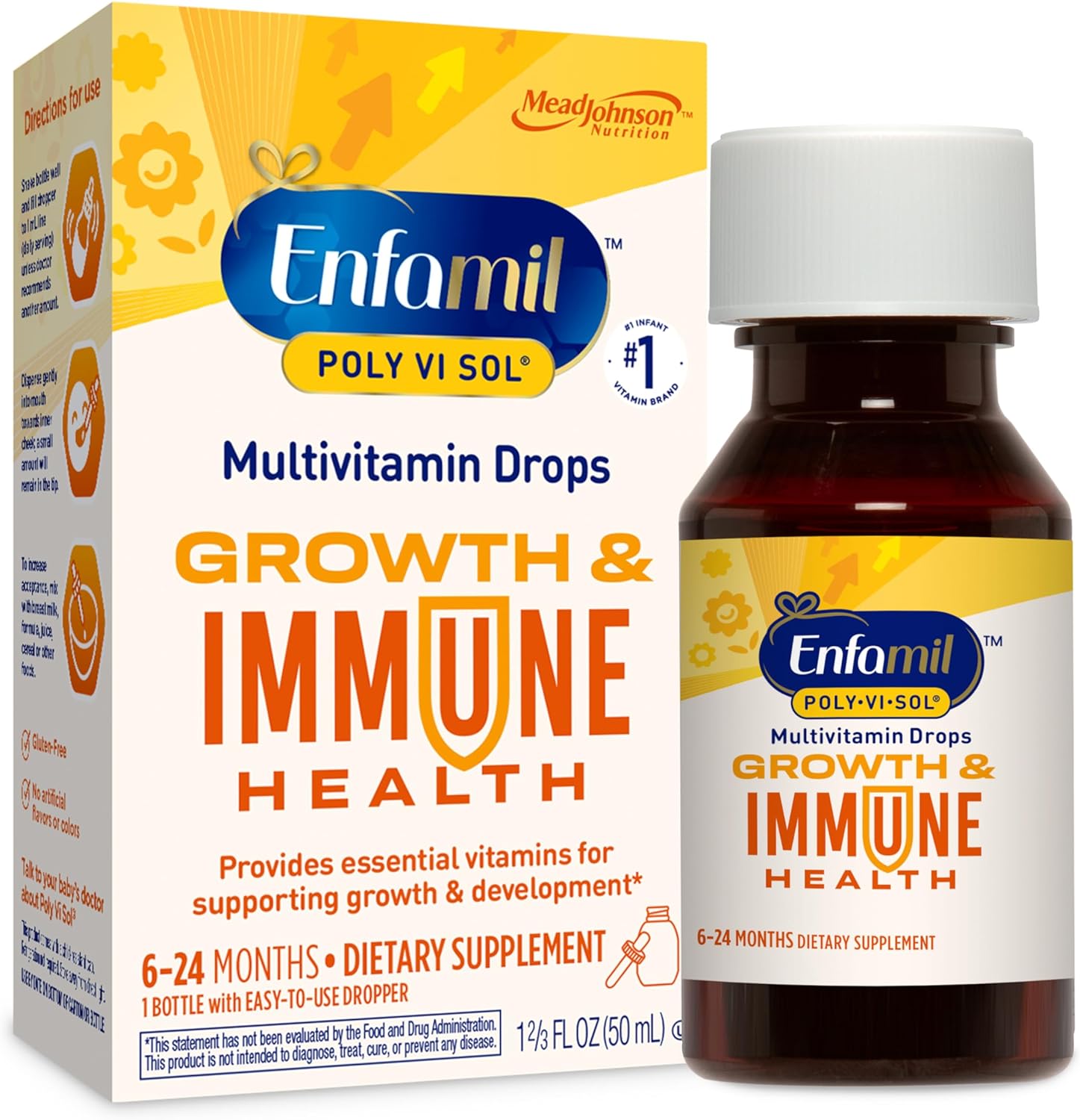 Enfamil Poly-Vi-Sol with Iron Liquid Multivitamin Drops, Supports Growth & Development*, 50mL Bottle