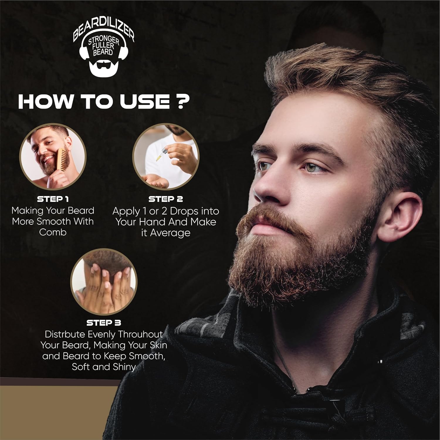 Beardilizer Cherry Pipe Tobacco Beard Oil For Men - 100% Natural Growth Oil & Conditioner With Argan, Jojoba & Vitamin E – Softening, Moisturizing For Soft, Healthy Beard – 4 Oz