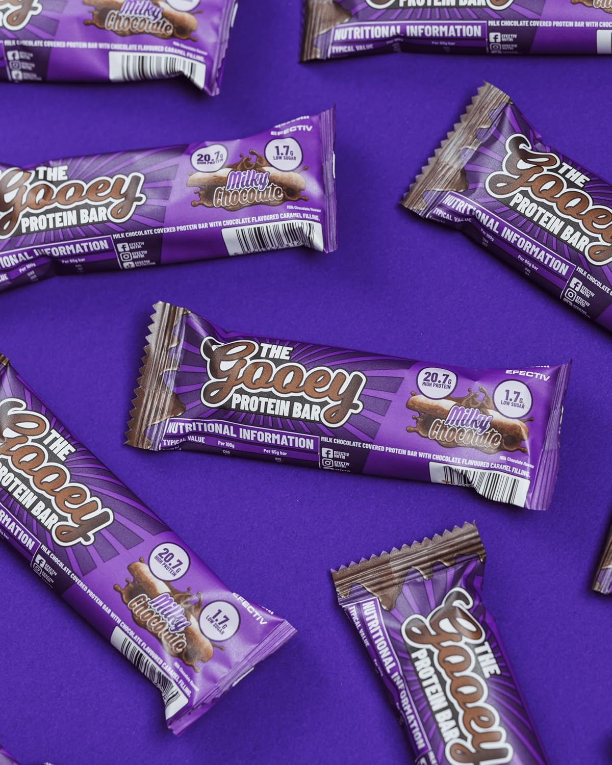 Efectiv Nutrition Milky Chocolate Gooey Bars - 20.6g Protein - 12 x 65g, Low Sugar High Protein Bars -197 Calories : Amazon.co.uk: Health & Personal Care
