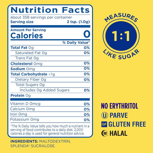 Splenda Zero Calorie Sweetener, Granulated Sugar Substitute, Resealable Twin Pack Bags, 25.22 Ounce (Each Pouch: 12.61 Oz)