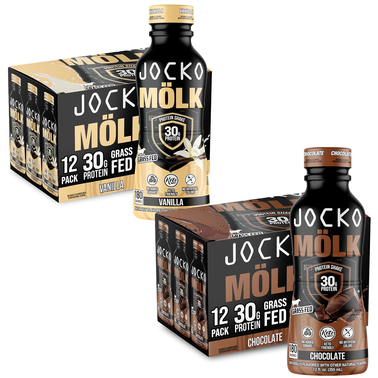 Jocko Fuel Protein Shake Bundle - Vanilla And Chocolate (24 Count)