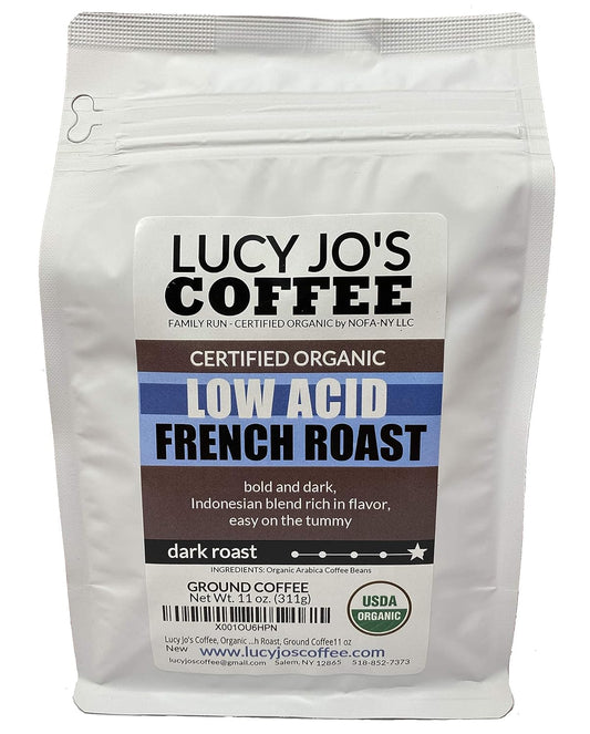 Lucy Jo'S Coffee, Organic Low Acid French Roast, Ground Coffee 11 Oz
