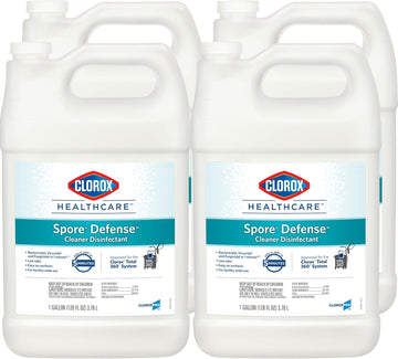 Clorox Healthcare Spore Defense Cleaner Disinfectant, Closed System Refill Bottle, 128 Fl Oz, Pack Of 4 (Package May Vary) (32122)