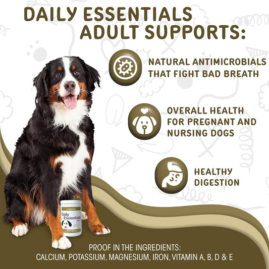 waggedy Daily Essentials Adult Soft Chews — Dog Multivitamin & Immune System Supporter — Dog Nutritional Supplement — Small/Large Dog Supplements & Vitamins (60 Chews)