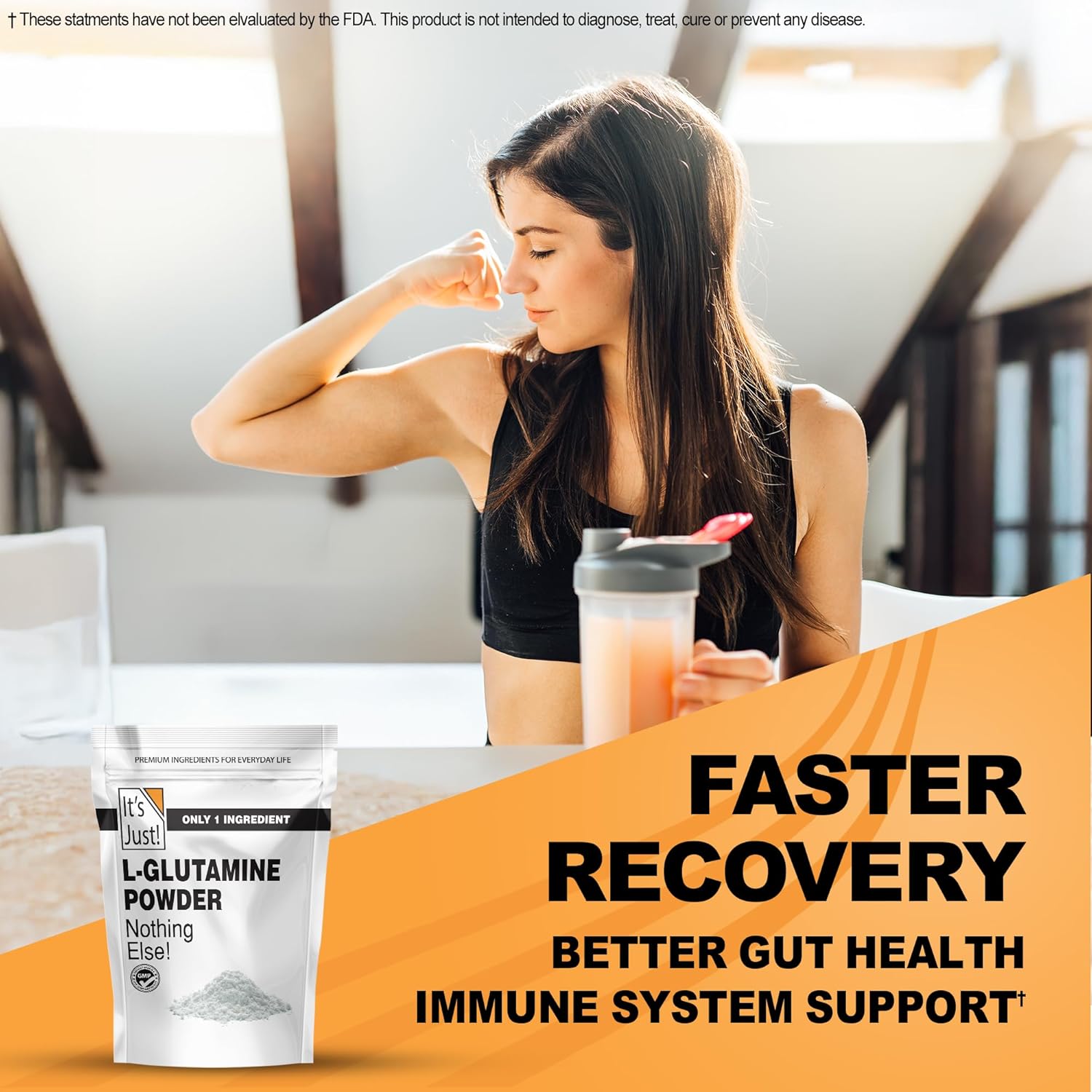 It'S Just! - L-Glutamine Powder, Unflavored, Amino Acid, Faster Muscle Recovery, Leaky Gut, Digestive Support (500 Grams / 100 Servings) : Health & Household