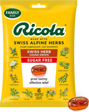 Ricola Sugar Free Original Swiss Herb Cough Drops - 45 Count Bag