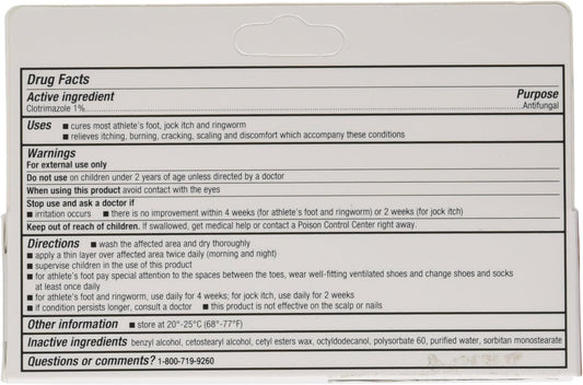 Clotrimazole Generic Lotrimin Anti-Fungal Cream USP, 1 oz