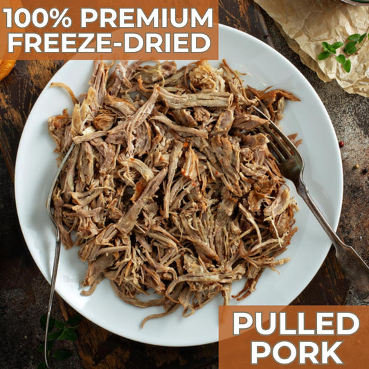 Nutristore Freeze Dried Pulled Pork | Pre-Cooked Shelf Stable Meat for Survival Emergency Food Supply, Meal Prep, and Backpacking/Camping | Made in USA | 25 Year Shelf Life | #10 Can, 18.5 oz