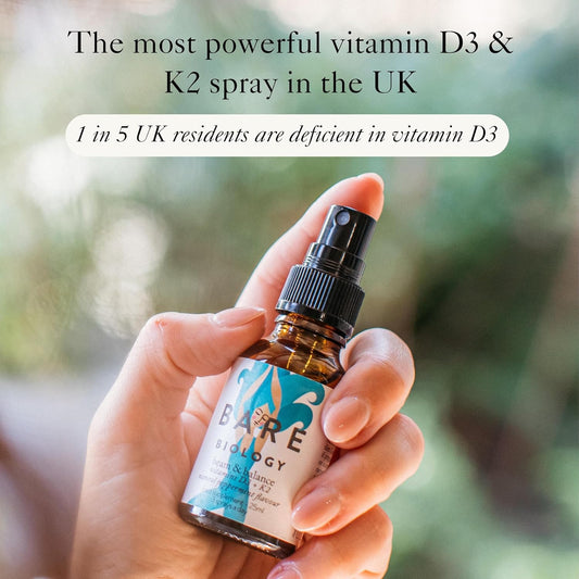 Bare Biology Vitamin D3 4000Iu + K2 100Ug Daily Oral Vitamin D Spray - Beam & Balance Natural Peppermint Flavour (60 Day Supply - 25Ml) Vegan Uk Vitamin D3 & K2. Supports Immune Health, Bones & Teeth